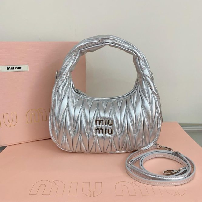 Miu Miu Sliver Suede Handbag - Women