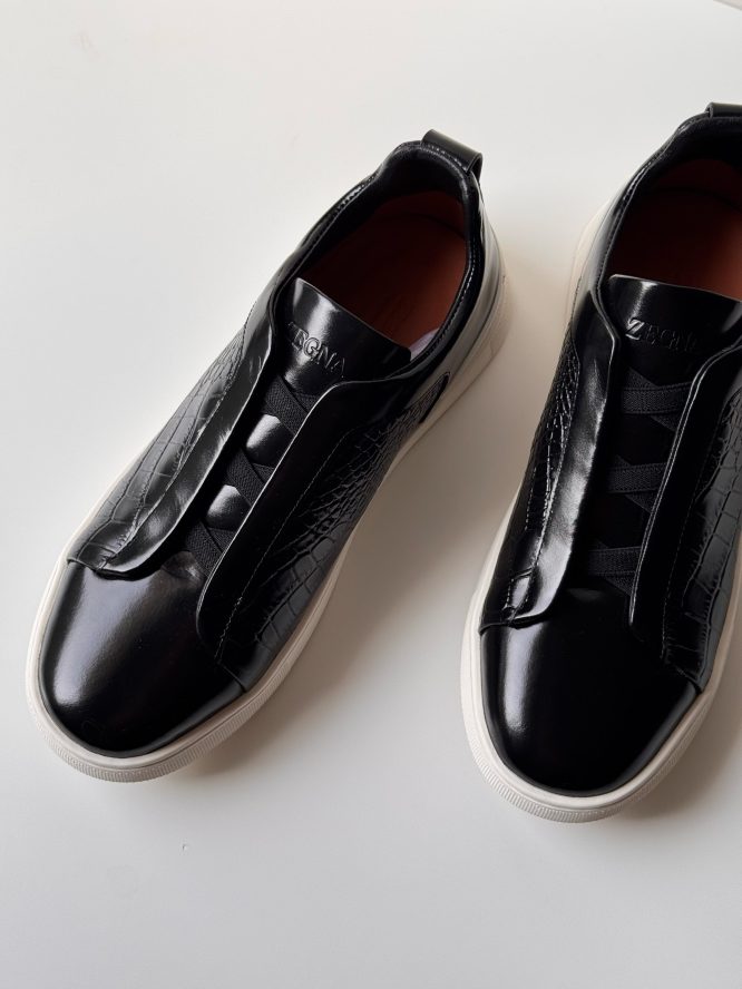 ZEGNA Slip-On Sneakers with Embossed Leather Detail