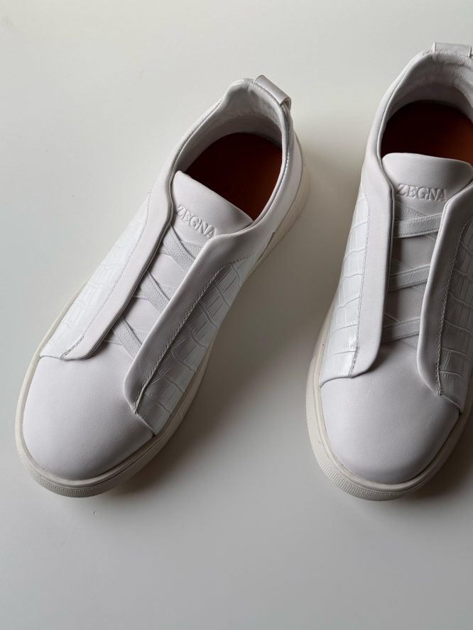 ZEGNA Slip-On Sneakers with Embossed Leather Detail