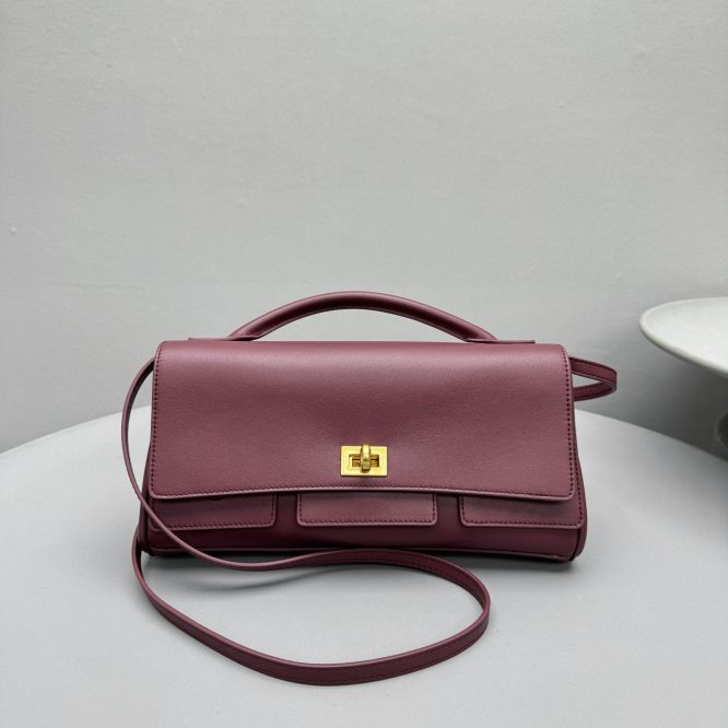 Balenciaga Burgundy Leather Shoulder Bag"