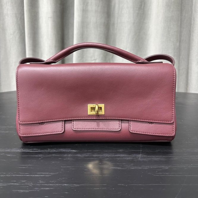 Balenciaga Burgundy Leather Shoulder Bag"