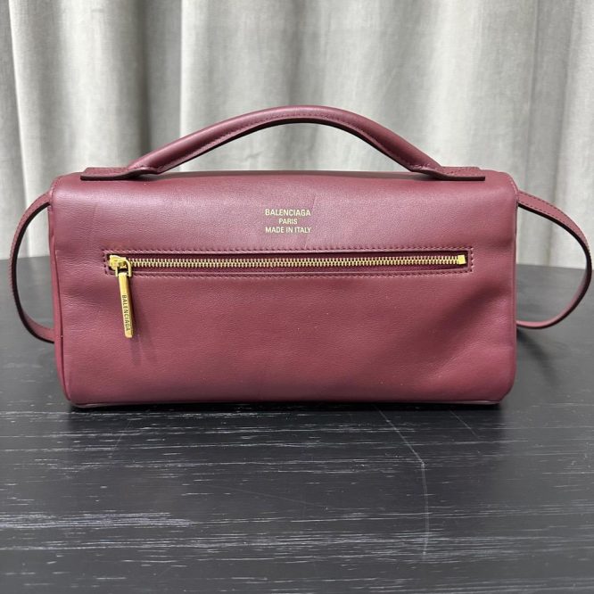 Balenciaga Burgundy Leather Shoulder Bag"