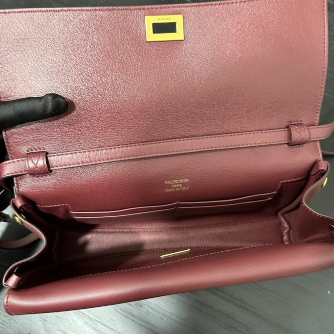 Balenciaga Burgundy Leather Shoulder Bag"