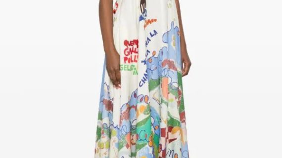 ALEMAIS nadia Multicolor Long Dress With All-over Printed Motif In Linen Woman - Women