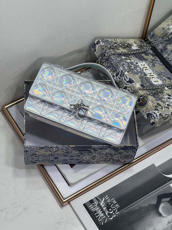 DIOR-CANNAGE LAMBSKIN- BAG-SHINY-SILVER