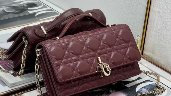 DIOR-CANNAGE LAMBSKIN- BAG-MATTE-BURGUNDY