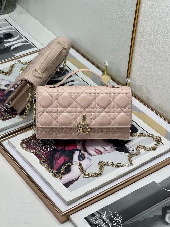 DIOR-CANNAGE LAMBSKIN- BAG-MATTE-BABY-PINK