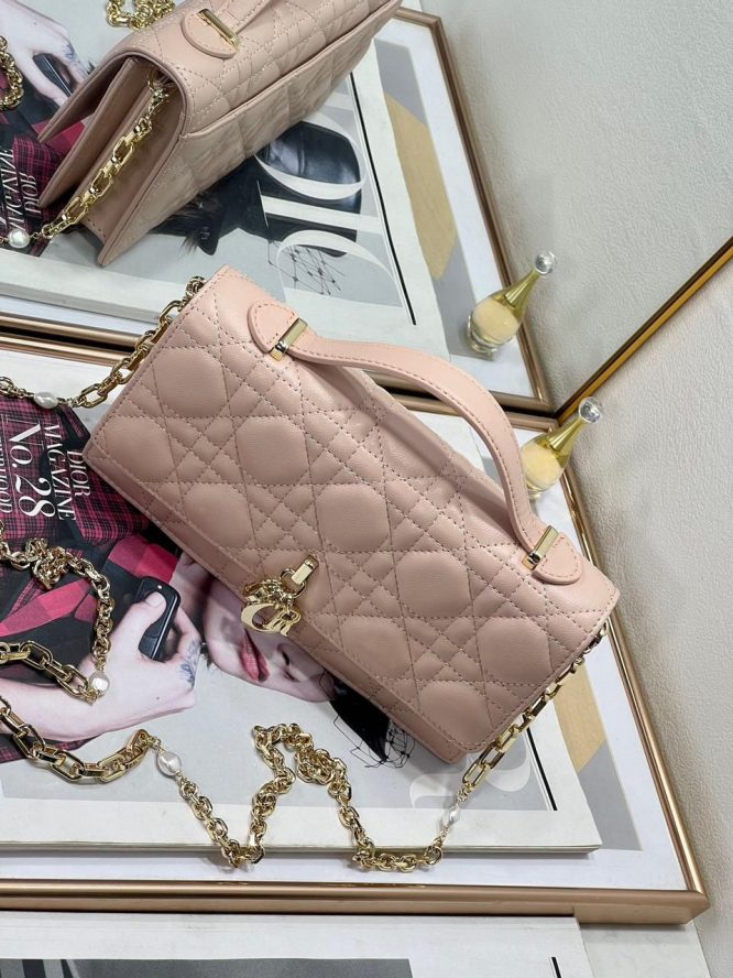 DIOR-CANNAGE LAMBSKIN- BAG-MATTE-BABY-PINK