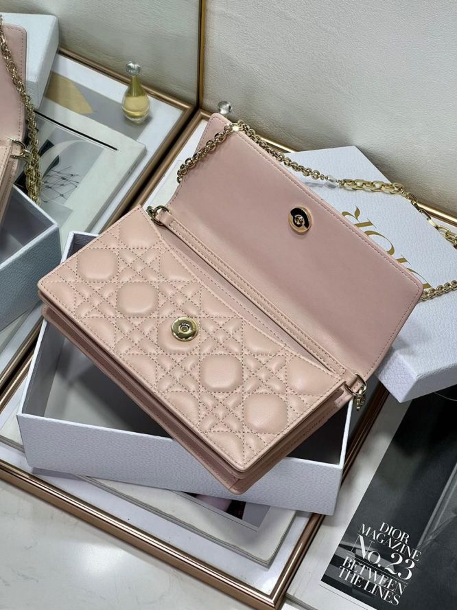 DIOR-CANNAGE LAMBSKIN- BAG-MATTE-BABY-PINK