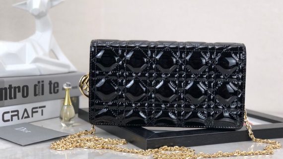 DIOR-CANNAGE LAMBSKIN-BAG-SHINY BLACK