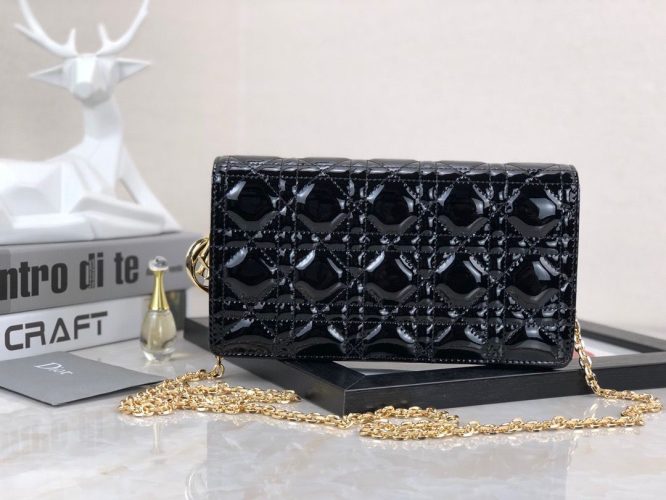 DIOR-CANNAGE LAMBSKIN-BAG-SHINY BLACK