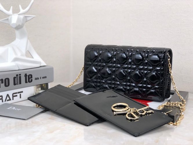 DIOR-CANNAGE LAMBSKIN-BAG-SHINY BLACK