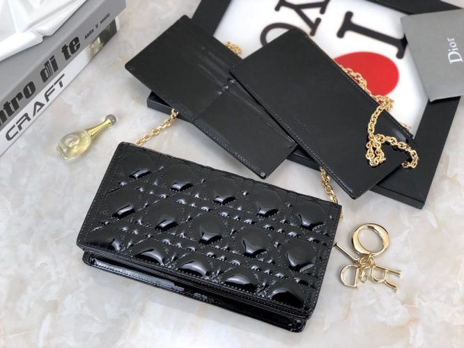 DIOR-CANNAGE LAMBSKIN-BAG-SHINY BLACK