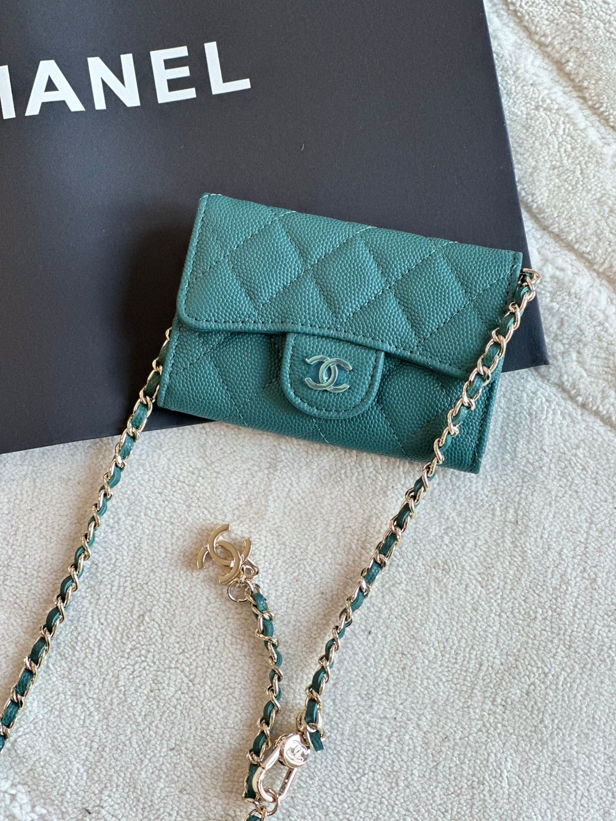 CHANEL - QUILTED SMALL- CLASSIC FLAP- CLUTCH WITH CHAIN