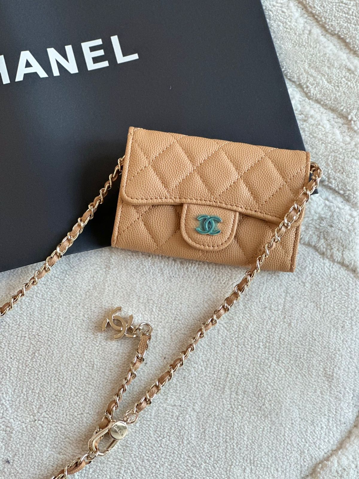 CHANEL - QUILTED SMALL- CLASSIC FLAP- CLUTCH WITH CHAIN