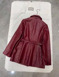 GUCCI-LEATHER JACKET WITH HORSEBIT DETAIL-WOMEN