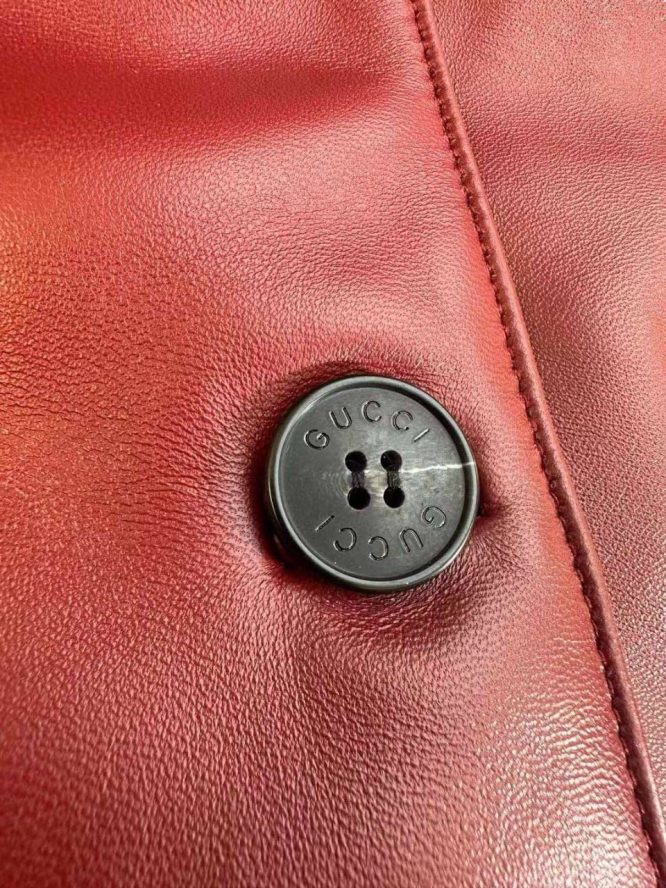 GUCCI-LEATHER JACKET WITH HORSEBIT DETAIL-WOMEN