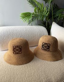 LOEWE- Bucket hat in raffia and calfskin